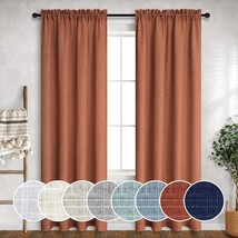 Terracotta Curtains For Living Room, 84 Inch Length, 2 Panels, Rod Pocket Linen - £31.44 GBP