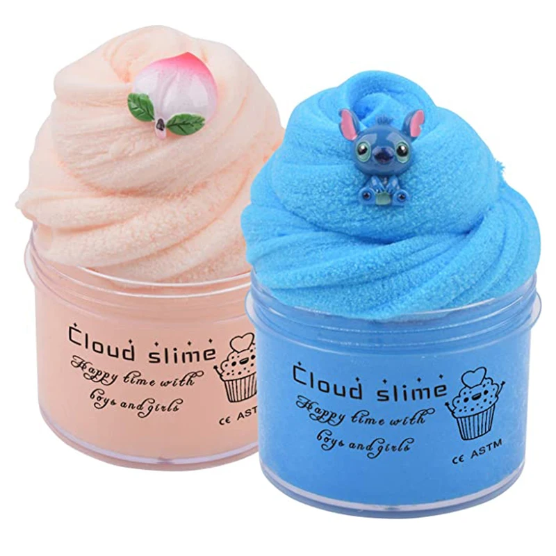 2Pack 70-180ml Cloud Slime Kit Peach Slime Charm Scented DIY Girls Boys - £12.21 GBP+
