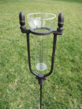 Rustic Cast Iron Rain Gauge &amp; Stake Garden Decor Rustic Measuring Glass ... - £35.27 GBP