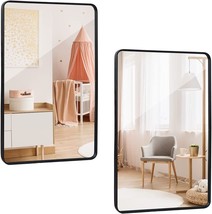 2Pcs Rectangular Wall Mirror 24&quot; X 36&quot; Bathroom Mirror Black Metal Framed - £133.48 GBP