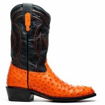 SAVANNAH Genuine Ostrich Skin Cowboy Boot from the Western Collection Orange image 2