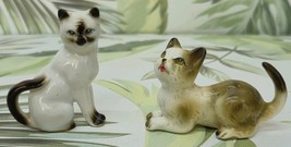 Two Cute Kitty Cat Vintage Miniature Porcelain Figures  2&quot; - $12.99
