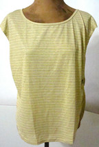 New Womens PrAna NWT S Yellow Stripes Capulin Top Open Twist Sides Yoga Pilates - £16.87 GBP