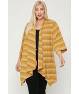 Plus Size Mustard Yellow Kimono Style Striped Cardigan - £15.18 GBP