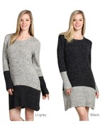M-Rena Long Sleeve Color Block Zippered Sweater Dress - £27.11 GBP