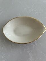 Lenox Ivory &amp; Gold Porcelain Small Pointed Trinket Dish Jewelry Tea Bag ... - $14.36