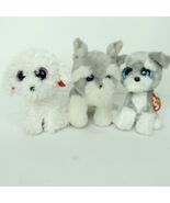Lot Of 3 Puppy Dog Beanie Boos Honey Bun Harper Whiskers Plush Stuffed A... - $24.74