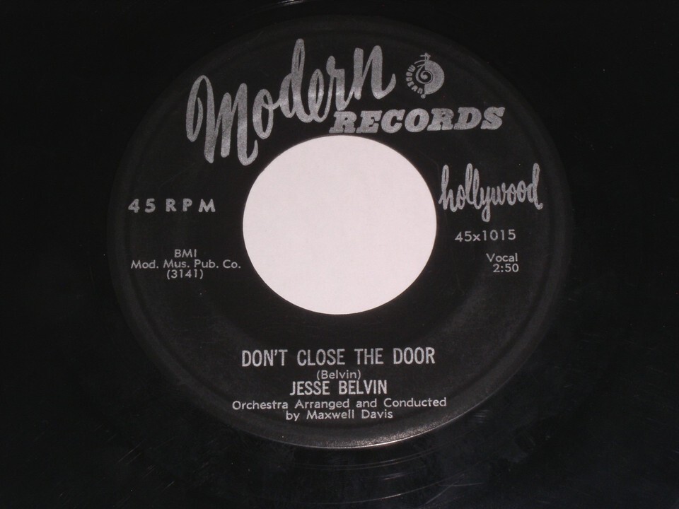 Jesse Belvin Don&#39;t Close The Door By My Side 45 Rpm Record Modern 1015 GOOD - $14.99