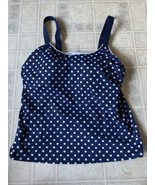 new no tags  Lands End blue polka dot round Neck Tankini Top Size 8 soft... - $29.03