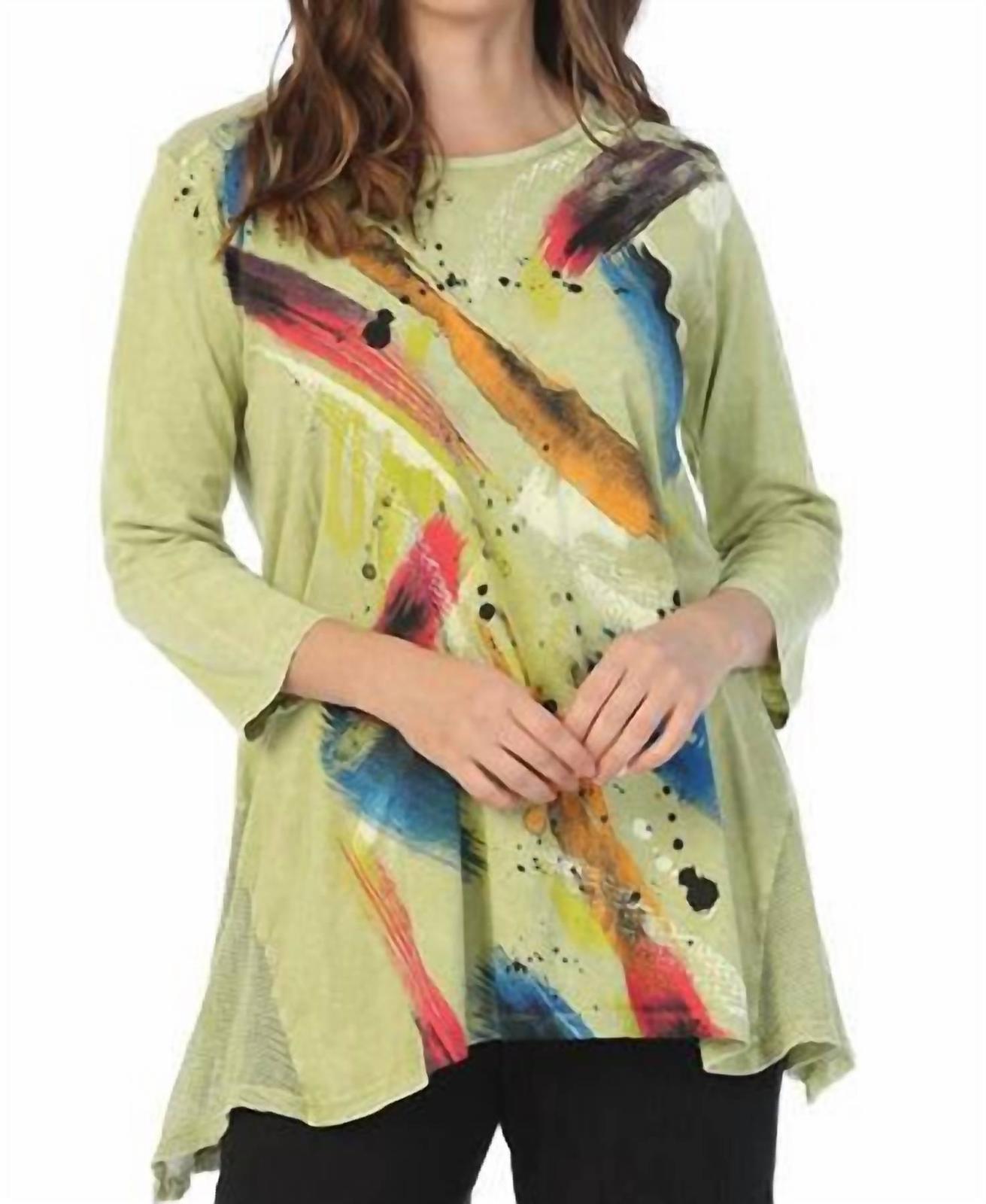 Jess &amp; Jane bora bora mineral washed mesh contrast tunic top size M - $47.52