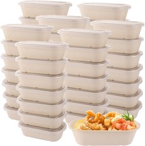 50 Pcs 34 Oz Paper Bowls With Pp Lid, Rectangular Take Out Containers Wi... - £27.47 GBP