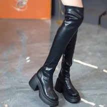 Platform Simple Spring High Heeled Women Over The Knee-high Boots Winter Comfy O - £58.13 GBP