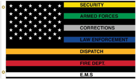 COLORED FIRST RESPONDERS AMERICAN FLAG #795 FLAGS 3X5 POLICE FIRE EMT - £9.88 GBP