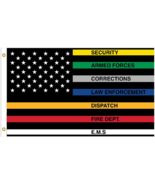 COLORED FIRST RESPONDERS AMERICAN FLAG #795 FLAGS 3X5 POLICE FIRE EMT - $16.87 CAD