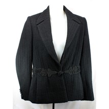 ✅ Vintage Womens Bill Blass Black Crepe Knit Waist Toggle Jacket Size 8 USA - £158.26 GBP