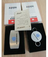 VINTAGE advertising ZIPPO LOT 1955-1979 POCKET KNIFE &amp; KEY RING CARBORUNDUM - €42,49 EUR