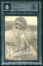 Charlie Keller Signed Vintage Photo Auto New York Yankees 1940&#39;S Slabbed Bas - £39.16 GBP