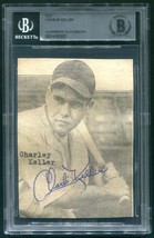 CHARLIE KELLER SIGNED VINTAGE PHOTO AUTO NEW YORK YANKEES 1940&#39;S SLABBED... - £38.53 GBP