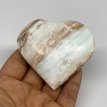 120g, 2.5&quot;x2.8&quot;x0.8&quot; Caribbean Calcite Heart Gemstones @Afghanistan,B33662 - £23.21 GBP