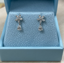 1.02 TCW Pear Lab Grown Diamond Bridal Dangle Earrings 14k White Gold - $791.51