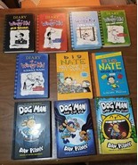 10 book lot of Dog Man Big Nate Diary Of A Wimpy Kid hardcover softcover... - £12.66 GBP