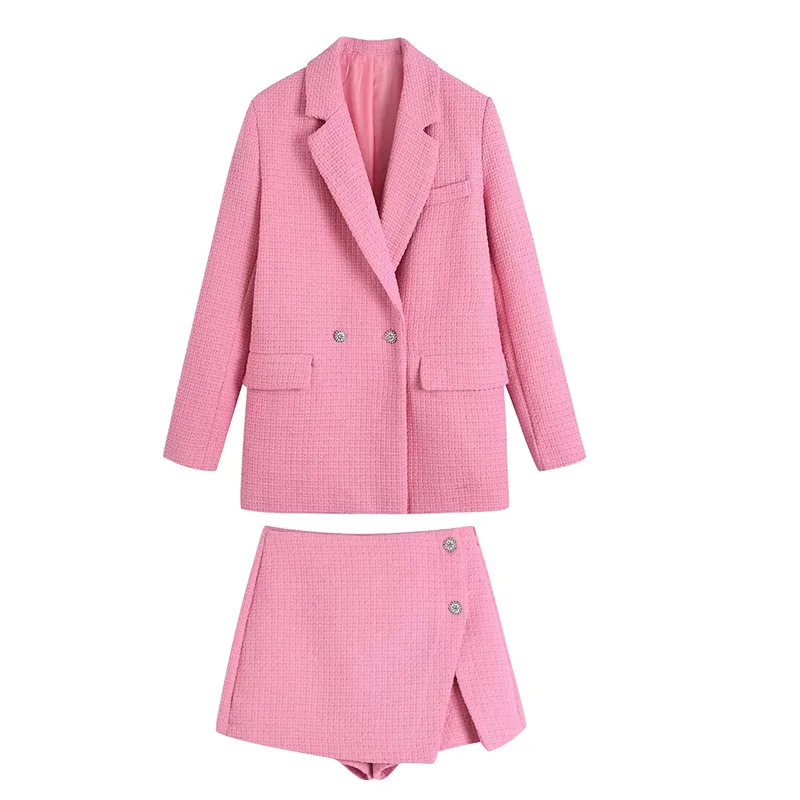 Adherebling Traf Blazer  Spring Women Coat Tweed Jacket Ornate Buttons Long Slee - £116.97 GBP