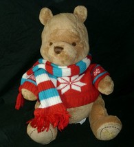 12" Winnie The Pooh Stuffed Animal Plush Disney Toy Winter Scarf Christmas 2008 - £15.22 GBP