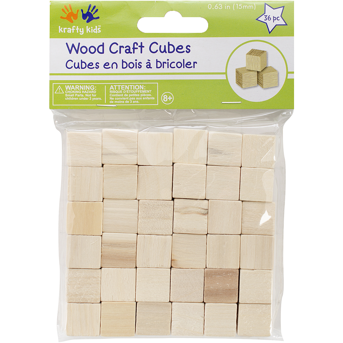 Craftwood Cubes .625&quot; 36/Pkg-Natural - $6.83