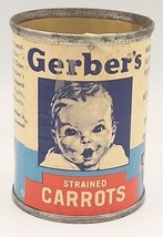 Vintage Gerber’s Empty Baby Food Strained Carrots 23/4” Salesman Sample Tin PB80 - £13.58 GBP