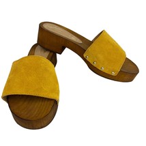 Seychelles Marine Layer Suede Mustard Wood Sandals Slip Ons 6.5 New - $49.49