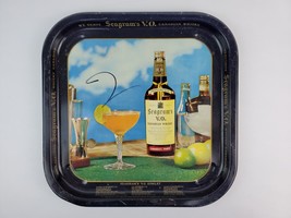 Vintage Seagram&#39;s V.O Metal lithograph Serving tray w/ cocktail recipes - £31.53 GBP