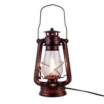 Rustic Lantern Table Lamp Plug-In Old Fashioned Night Light Perfect For ... - $66.49