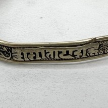 Hindi Embossed Thin Silver Tone Cuff Bracelet - £5.48 GBP