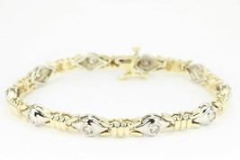 5Ct Real Moissanite Round Cut Tennis Bracelet 14K Two-Tone Gold Plated  - £262.47 GBP