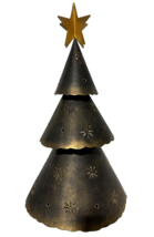 Christmas Tree Cone Luminary Rustic brown/gold Winter decor 17&quot; - £15.02 GBP