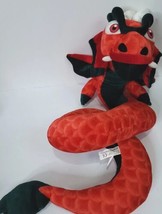 Dragon Red Green Spring Plush Stuffed Animal 28&quot; Large Giant Snake Monster Beast - £31.57 GBP