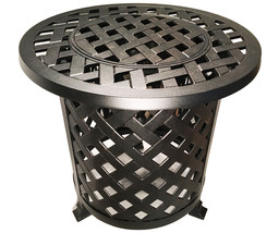 Round Patio End Table  With Ice Bucket Insert Nassau Outdoor Cast Aluminum - £278.48 GBP