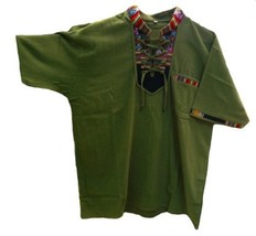 Alpakaandmore Men&#39;s Typical Peruvian Polo Shirt, Manta Fabric Designs (X... - $47.04