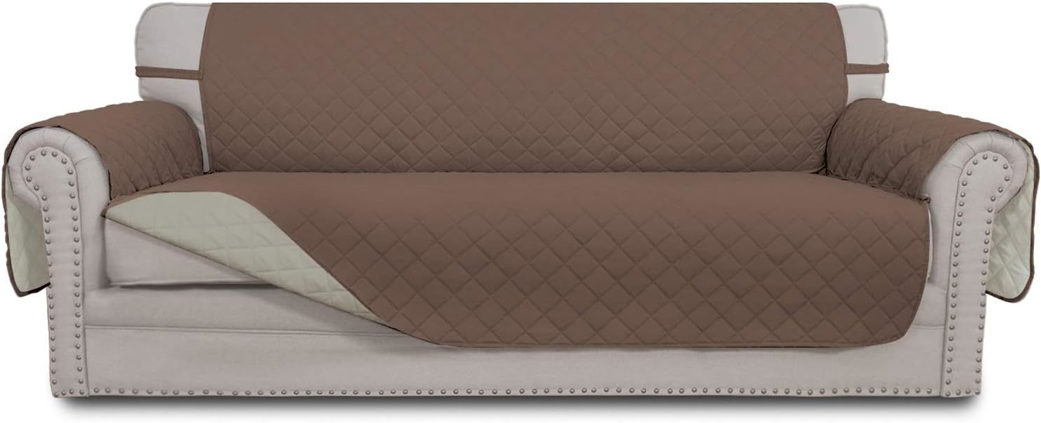 Easy-Going Reversible Couch Cover For 3 Cushion Couch Sofa, Sofa, Brown/... - $45.92