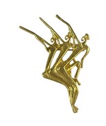 Vintage Modernist Dancers Skaters Icons  Brooch Gold Tone Pin 2.5” MCM R... - £66.16 GBP