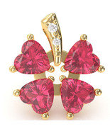 4 Leaf Clover Shamrock Pink Tourmaline Diamond Pendant In 14k Yellow Gold - $682.48 CAD