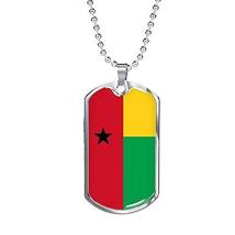 Express Your Love Gifts GuineaBissau Flag Necklace GuineaBissau Flag Engraved St - £47.45 GBP