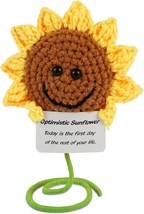 Handmade Positive Sunflower Friend Birthday Gifts Crochet Doll Inspirational Gif - £18.41 GBP