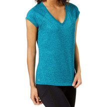allbrand365 designer Womens Heathered V Neck Top Size X-Small Color Teal - £25.69 GBP