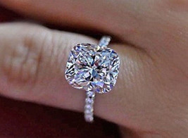 Engagement Ring 2.25Ct Cushion Cut Simulated Diamond 14K White Gold in Size 5.5 - $224.54