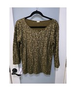 J.Crew 365 Sequin Top Green Medium Party Blouse PTP19 Length24 - $825.23 MXN