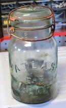 Vintage Atlas E Z Seal quart with glass top Lots of bubbles - £27.54 GBP