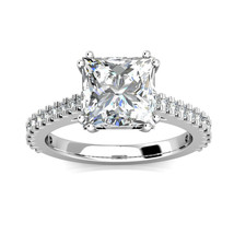 3.20Ct Princess Cut &amp; Diamond Wedding Engagement Ring 14K Solid White Gold - £1,758.58 GBP