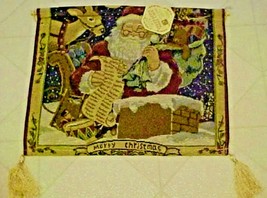 Tapestry Wall Hanging Christmas Santa Claus Checking His Naughty List - £6.88 GBP