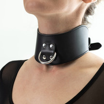 BDSM Black Leather 2.5&quot; Wide Posture Tango Collar &amp; Silver Hardware, Sub... - £79.75 GBP